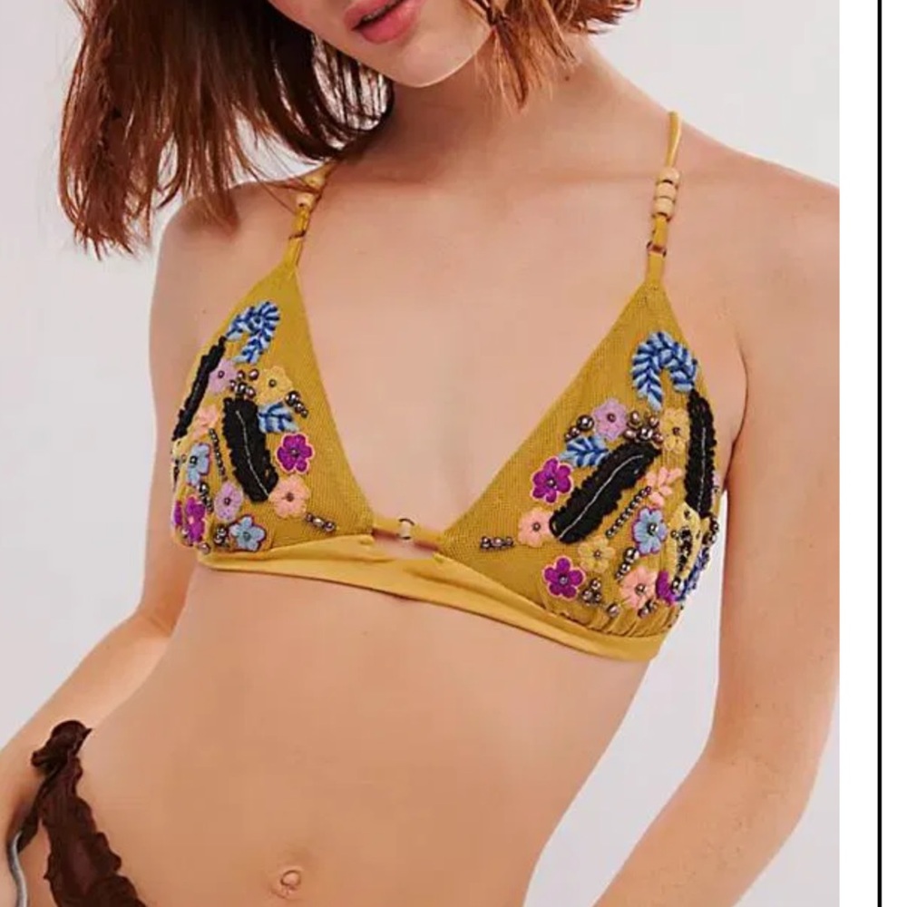 NEW Free People Calla Embellished Triangle Bralette - Picture 1 of 8